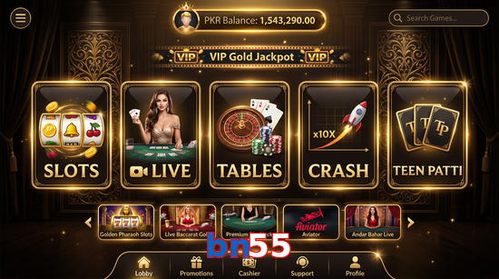 Main screen of Bn55 casino page for PK players